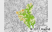 Physical Map of Fuan, lighten, desaturated