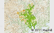Physical Map of Fuan, lighten