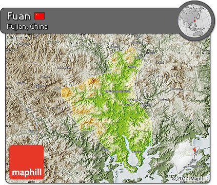Physical Map of Fuan, semi-desaturated
