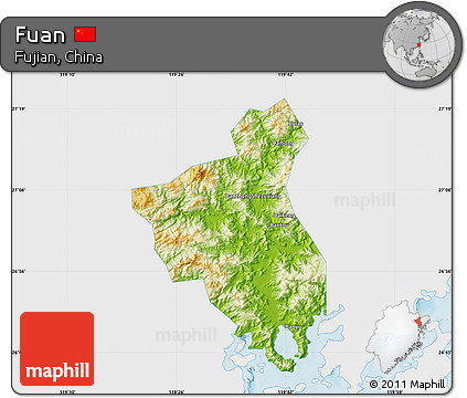 Physical Map of Fuan, single color outside