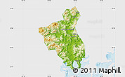 Physical Map of Fuan, single color outside