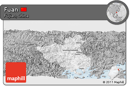 Gray Panoramic Map of Fuan