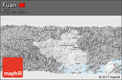 Gray Panoramic Map of Fuan