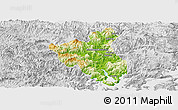 Physical Panoramic Map of Fuan, lighten, desaturated