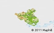 Physical Panoramic Map of Fuan, single color outside