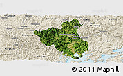 Satellite Panoramic Map of Fuan, shaded relief outside