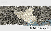 Shaded Relief Panoramic Map of Fuan, darken