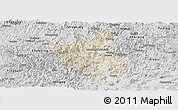 Shaded Relief Panoramic Map of Fuan, desaturated