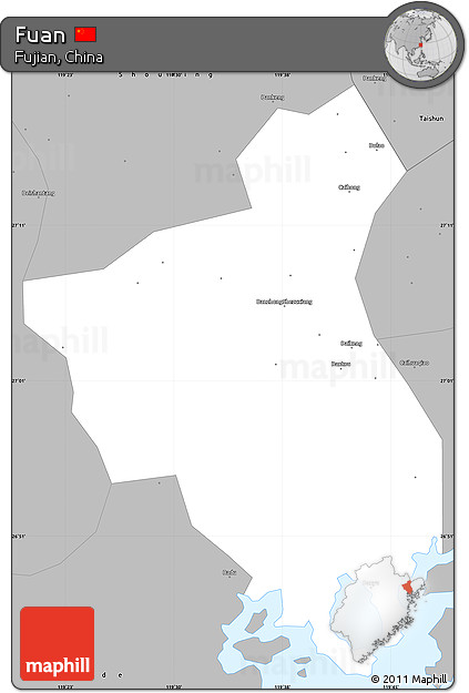 Gray Simple Map of Fuan