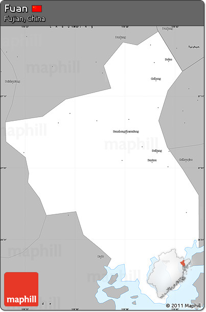Gray Simple Map of Fuan