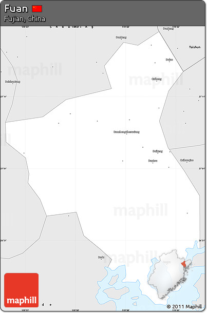 Silver Style Simple Map of Fuan