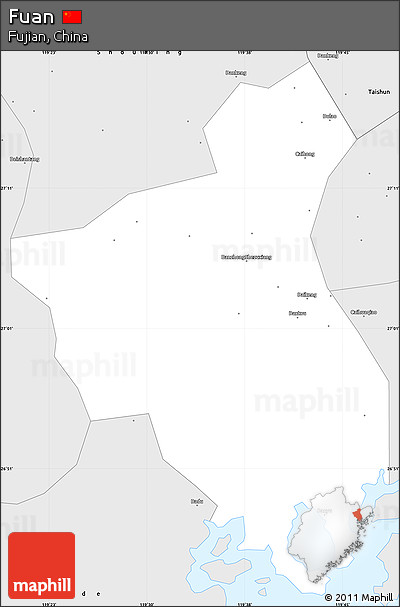 Silver Style Simple Map of Fuan
