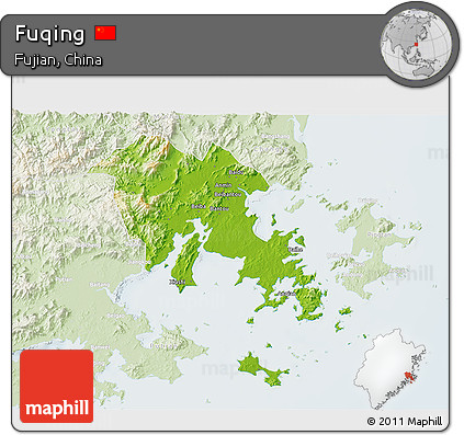 Physical 3D Map of Fuqing, lighten