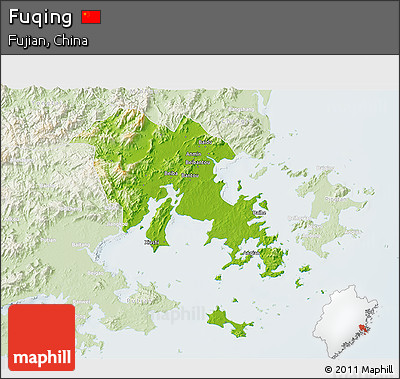 Physical 3D Map of Fuqing, lighten