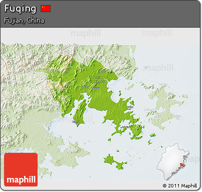 Physical 3D Map of Fuqing, lighten