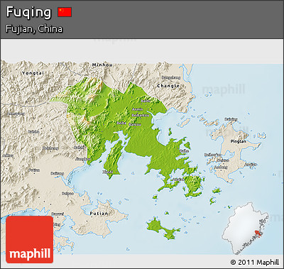 Physical 3D Map of Fuqing, shaded relief outside
