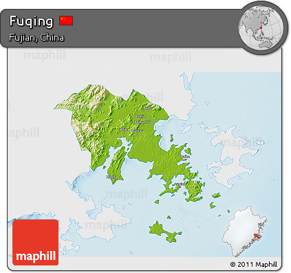Physical 3D Map of Fuqing, single color outside
