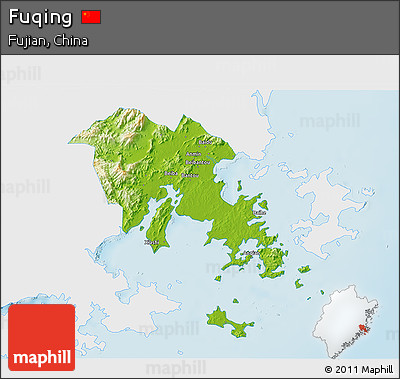 Physical 3D Map of Fuqing, single color outside