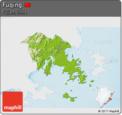 Physical 3D Map of Fuqing, single color outside