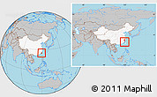 Gray Location Map of Fuqing, highlighted country, within the entire country