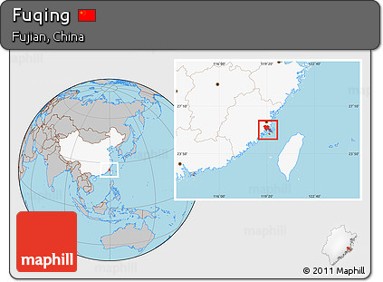 Gray Location Map of Fuqing, highlighted country