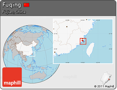 Gray Location Map of Fuqing, highlighted country