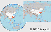 Gray Location Map of Fuqing, highlighted country, highlighted parent region, within the entire country