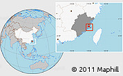 Gray Location Map of Fuqing, highlighted country, highlighted parent region