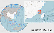 Gray Location Map of Fuqing, highlighted country, hill shading