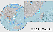 Gray Location Map of Fuqing, hill shading