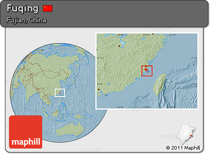 Savanna Style Location Map of Fuqing, hill shading