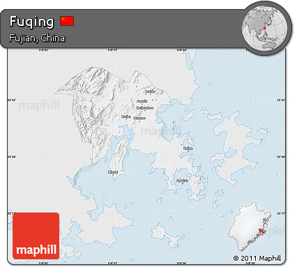 Silver Style Map of Fuqing, single color outside