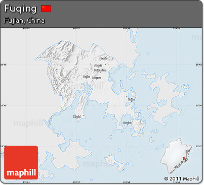 Silver Style Map of Fuqing, single color outside