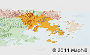 Political Panoramic Map of Fuqing, lighten