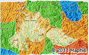 Physical 3D Map of Gutian, political outside