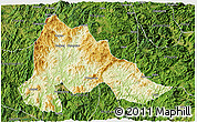 Physical 3D Map of Gutian, satellite outside