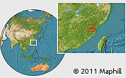 Satellite Location Map of Gutian