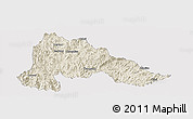 Shaded Relief Panoramic Map of Gutian, cropped outside