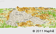 Shaded Relief Panoramic Map of Gutian, physical outside