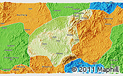 Physical 3D Map of Jianning, political outside