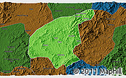 Political 3D Map of Jianning, darken