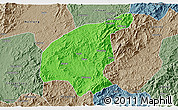 Political 3D Map of Jianning, semi-desaturated