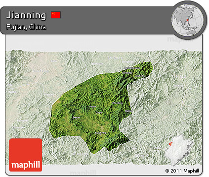 Satellite 3D Map of Jianning, lighten