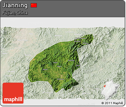 Satellite 3D Map of Jianning, lighten
