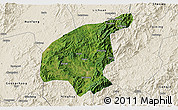 Satellite 3D Map of Jianning, shaded relief outside