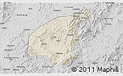 Shaded Relief 3D Map of Jianning, desaturated