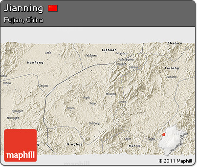 Shaded Relief 3D Map of Jianning