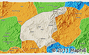 Shaded Relief 3D Map of Jianning, political outside