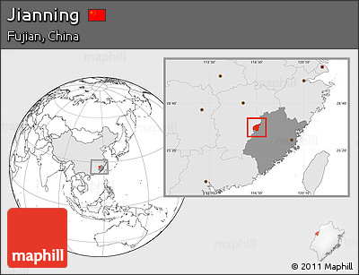 Blank Location Map of Jianning, highlighted country, highlighted parent region