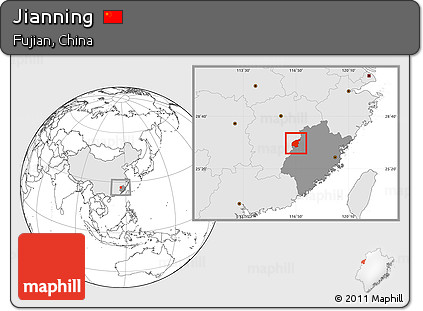 Blank Location Map of Jianning, highlighted country, highlighted parent region